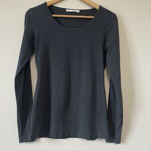 Peruvian Connection Gray Long Sleeve Pima Cotton T-Shirt Size S Basic Capsule
